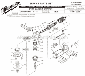 Page A Diagram and Parts List for 6141 SER 763E Milwaukee Sander Polisher