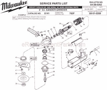 Page A Diagram and Parts List for 6141 SER 763F Milwaukee Sander Polisher