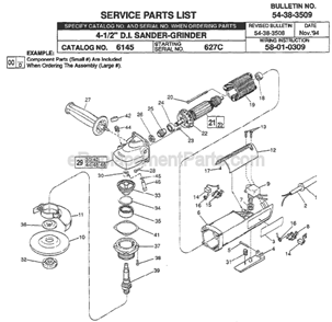 Page A Diagram and Parts List for 6145-2 SER 627C Milwaukee Sander Polisher