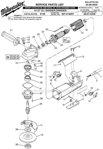 Page A Diagram and Parts List for 6145 SER 627-418057 Milwaukee Sander Polisher