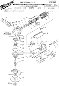Page A Diagram and Parts List for 6145 SER 627D Milwaukee Sander Polisher