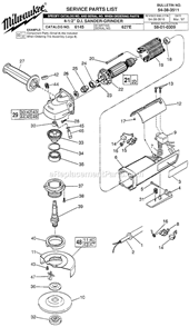 Part Location Diagram of 38-50-5201 Milwaukee Spindle