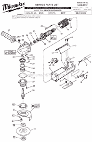 Page A Diagram and Parts List for 6145 SER 627F Milwaukee Sander Polisher