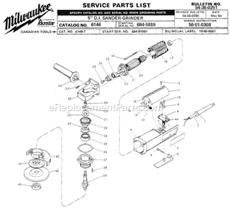 Page A Diagram and Parts List for 6146 SER 684-5889 Milwaukee Sander Polisher