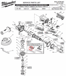 Page A Diagram and Parts List for 6147-31 D06A Milwaukee Angle Grinder