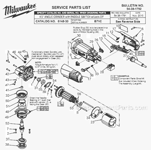 Part Location Diagram of 49-96-7215 Milwaukee Spanner Wrench Not Shown