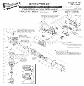 Page A Diagram and Parts List for 6160-30 SER B74A Milwaukee Sander Grinder