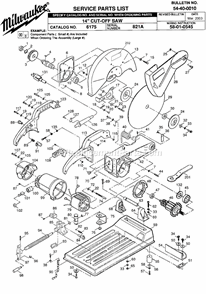 Page A Diagram and Parts List for 6175 SER 821A Milwaukee Chop Saw