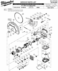 Part Location Diagram of 43-54-0405 Milwaukee Cover Set