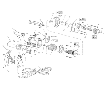Fig-0 Diagram and Parts List for 0233-20  Milwaukee Electric Drill