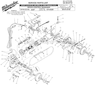Page A Diagram and Parts List for 6227 SER 674-9466 Milwaukee Band Saw