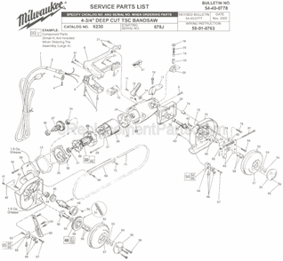 Page A Diagram and Parts List for 6230 SER 678J Milwaukee Band Saw
