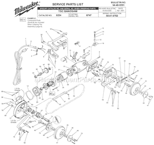 Page A Diagram and Parts List for 6234 SER 674F Milwaukee Band Saw