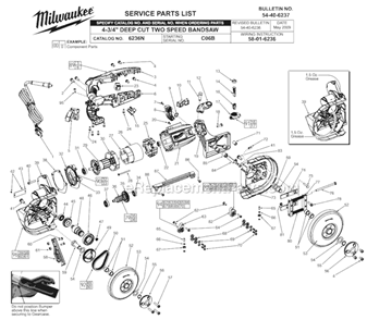Part Location Diagram of 14-34-0615 Milwaukee Handle Kit