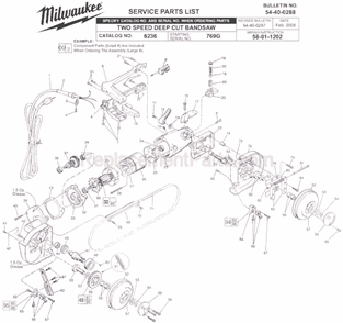 Page A Diagram and Parts List for 6236 SER 769G Milwaukee Band Saw