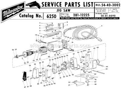 Part Location Diagram of 23-66-0310 Milwaukee Switch