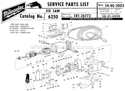 Part Location Diagram of 42-68-0195 Milwaukee Blade Clamp