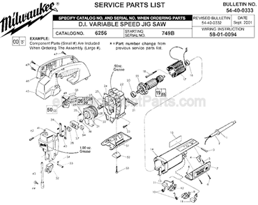 Part Location Diagram of 31-44-1435 Milwaukee Handle Half - Right