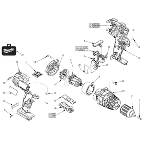Fig-0 Diagram and Parts List for 0726-20  Milwaukee Cordless Drill