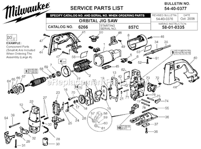 Part Location Diagram of 43-44-1070 Milwaukee Gasket