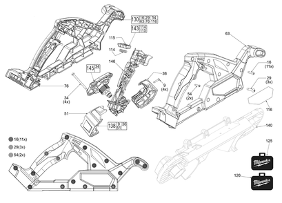 Fig-1 Diagram and Parts List for 2829-20 L17A Milwaukee Band Saw