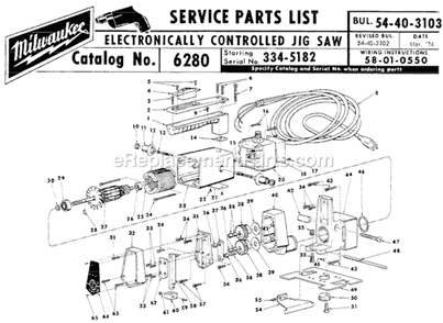 Part Location Diagram of 14-38-0290 Milwaukee Housing Assembly
