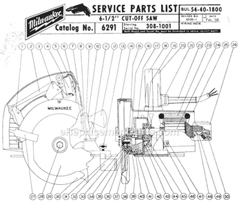 Part Location Diagram of 28-20-2501 Milwaukee Upper Guard Cover