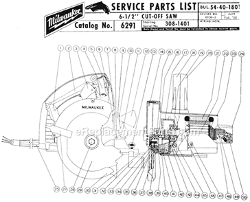 Part Location Diagram of 43-98-0240 Milwaukee Depth Adjusting Knob