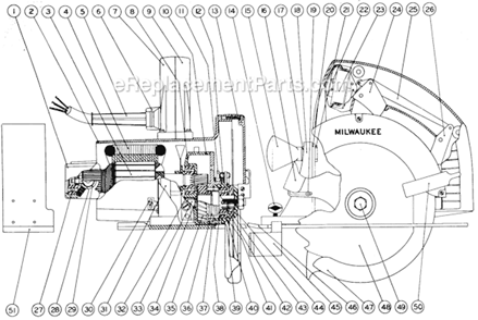 Part Location Diagram of 28-50-5051 Milwaukee Motor Housing