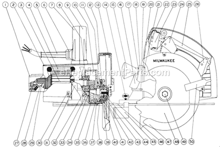 Part Location Diagram of 14-34-0111 Milwaukee Right Handle Half