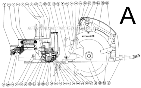 Page A Diagram and Parts List for 6295 SER 310-1401 Milwaukee Circular Saw