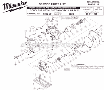 Page A Diagram and Parts List for 6320-20 SER 383B Milwaukee Circular Saw