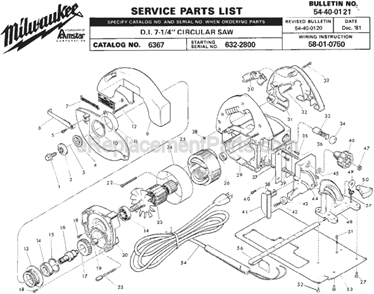 Part Location Diagram of 14-30-0290 Milwaukee Gear Case Assembly