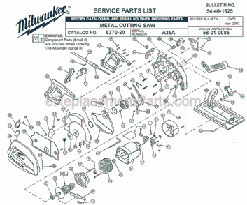 Part Location Diagram of 45-14-0021 Milwaukee Shim Lower Guard