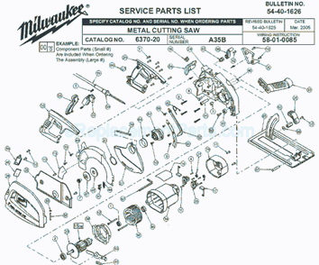 Part Location Diagram of 31-44-0206 Milwaukee Handle Half Left Serial BRK B