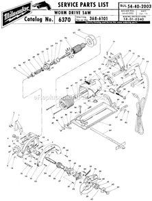 Page A Diagram and Parts List for 6370 SER 368-6101 Milwaukee Circular Saw