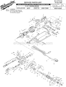 Page A Diagram and Parts List for 6377 SER 620-77550 Milwaukee Circular Saw