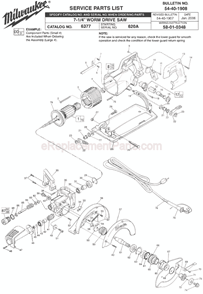 Page A Diagram and Parts List for 6377 SER 620A Milwaukee Circular Saw
