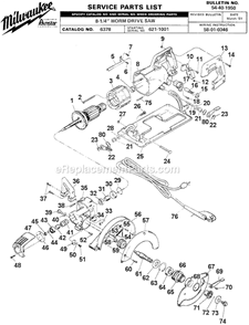 Page A Diagram and Parts List for 6378 SER 621-1001 Milwaukee Circular Saw