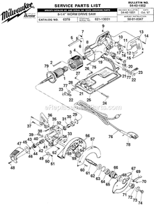 Page A Diagram and Parts List for 6378 SER 621-13001 Milwaukee Circular Saw