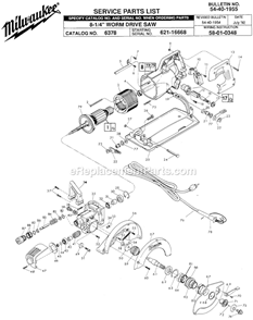 Page A Diagram and Parts List for 6378 SER 621-16668 Milwaukee Circular Saw
