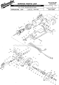Page A Diagram and Parts List for 6387 SER 679-1001 Milwaukee Circular Saw