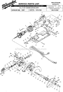 Page A Diagram and Parts List for 6387 SER 679-2100 Milwaukee Circular Saw