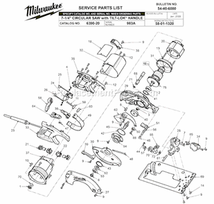 Part Location Diagram of 38-50-0060 Milwaukee Spindle