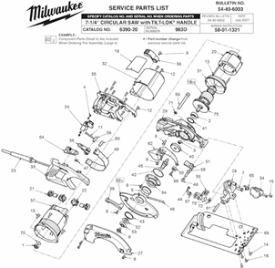 Part Location Diagram of 22-18-1075 Milwaukee Brush Assembly