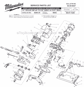 Page A Diagram and Parts List for 6394-21 SER 984C Milwaukee Circular Saw