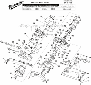 Page A Diagram and Parts List for 6394 SER 984B Milwaukee Circular Saw