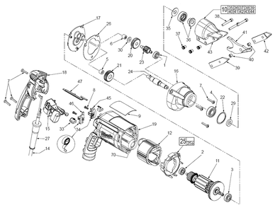 Fig-0 Diagram and Parts List for 6852-20 A80F Milwaukee Electric Drill