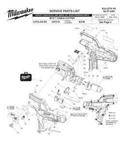 Fig-0 Diagram and Parts List for 2472-21 E21B Milwaukee Nibbler & Shears