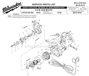 Part Location Diagram of 38-50-1080 Milwaukee Spindle